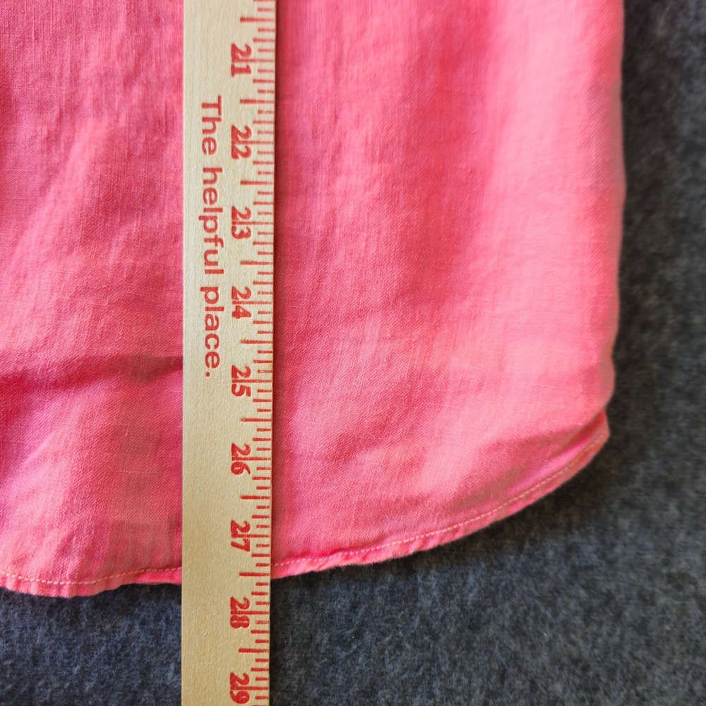 Toscano Medium 100% Linen Shirt Coral Beach Coastal Vacation Travel Preppy EUC - Picture 8 of 11